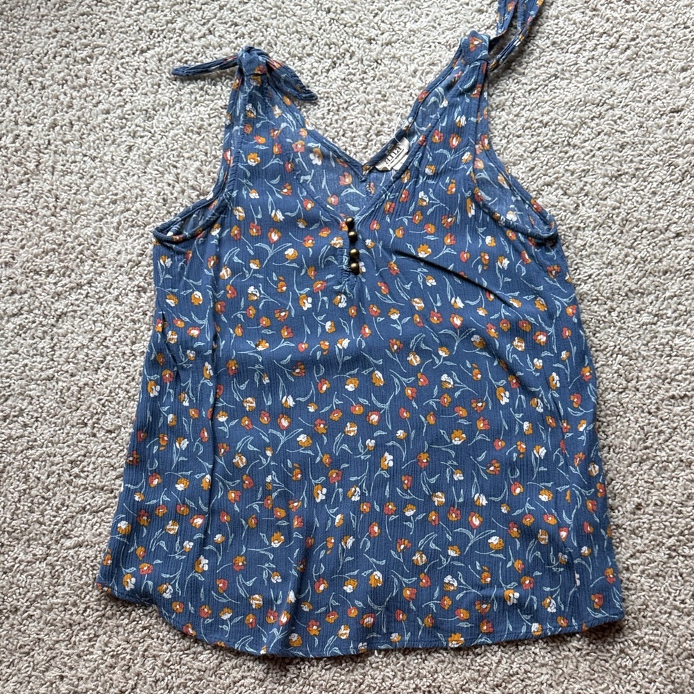 Floral Blue Sleeveless Top